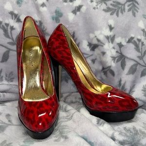 Red and Black Leopard print Heels